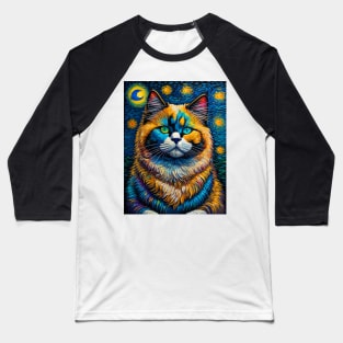 The Ragdoll Cat in starry night Baseball T-Shirt